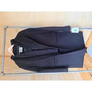 NWT DKNY Mens Medium Wool Blend Trench Coat With Removable Hood Black